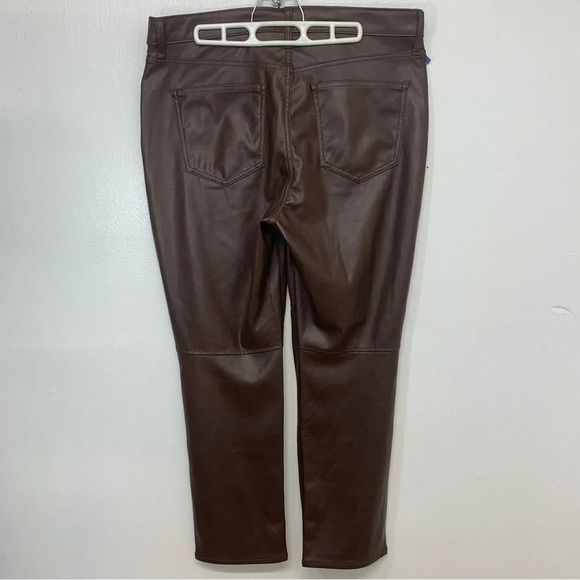 Gap Faux Leather Pants Woman 16/33 Vintage Slim High Rise Brown Pockets Stretch - Picture 3 of 10